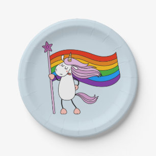 Love Has No Limits Unicorn Paper Plates