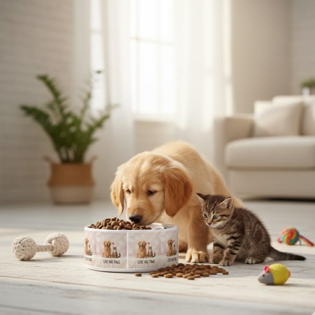 Love Has Paws | Custom Ceramic Pet Bowl with Dog a (Creator Uploaded)