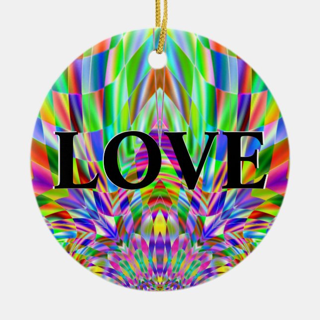 "LOVE - HATE" Necklace or Ceramic Ornament (Front)