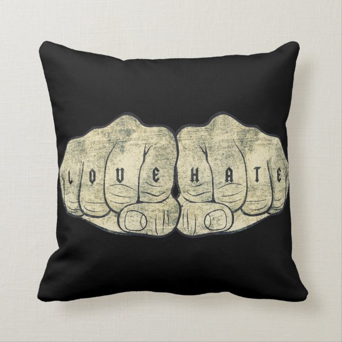 Love & Hate tattoo Throw Pillow | Zazzle