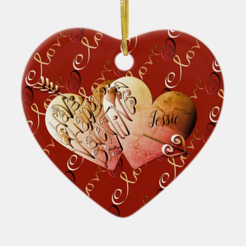 LoveHave a Happy Valentines Day Hearts    Ceramic Ornament