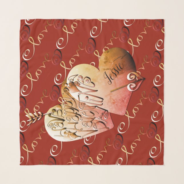 Love"Have a Happy Valentine's Day" Hearts   Scarf (Front)