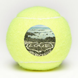 Love Hawaii Coral Heart Black Sand Beach Photo Tennis Balls