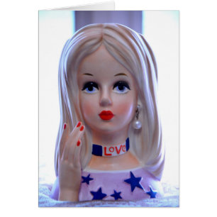 Love Head Vase Hippie Girl Groovy! Cards