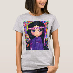 Love Headband Hippie Girl Doll Purple Psychedelic T-Shirt