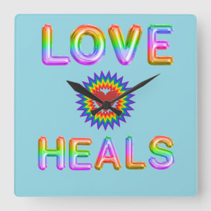 Love heals square wall clock