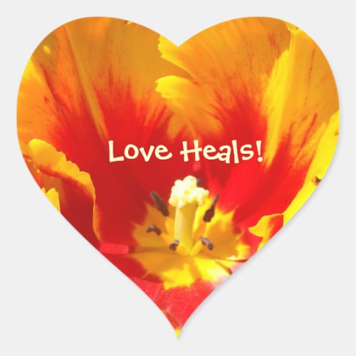 Love Heals stickers heart shaped Tulip Flower