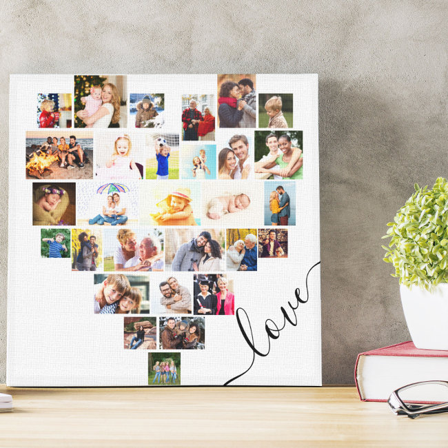 Love Heart 29 Photo Collage Small Square Canvas Print