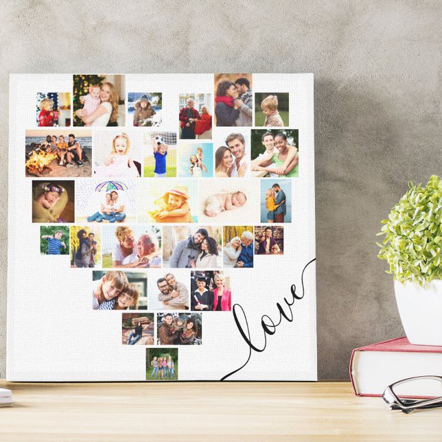 Love Heart 29 Photo Collage Small Square Canvas Print (Creator Uploaded)