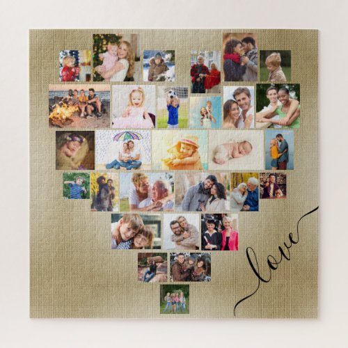 Love Heart 29 Photo Collage Square Jigsaw Puzzle
