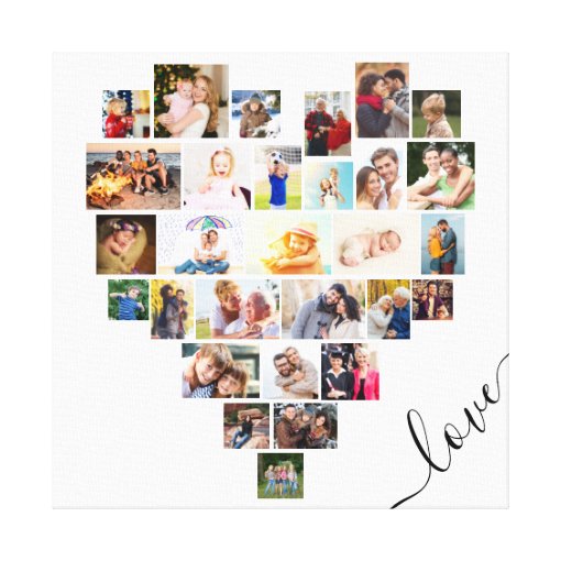 Love Heart 29 Photo Collage Stretched Canvas Print | Zazzle