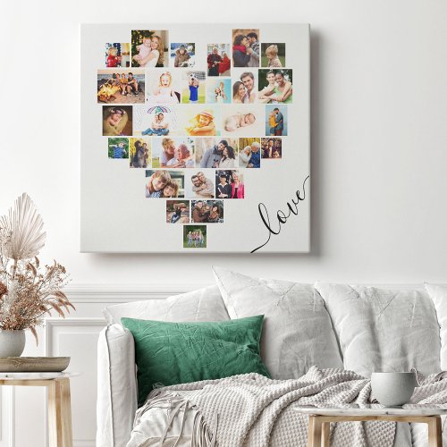 Love Heart 29 Photo Collage Stretched Canvas Print