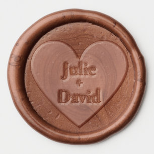 Love Heart 2 Names Modern Wedding Wax Seal Sticker