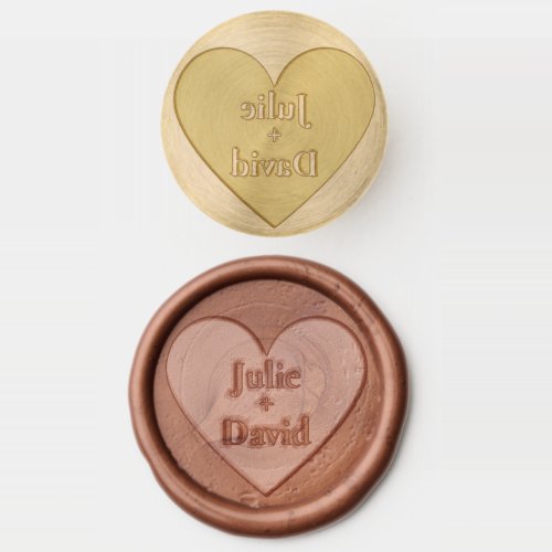 Love Heart 2 Names Wedding Wax Seal Stamp