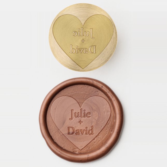 Love Heart 2 Names Wedding Wax Seal Stamp (Stamped)