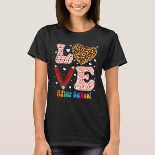 Love Heart After School Leopard Plaid Red Valentin T-Shirt