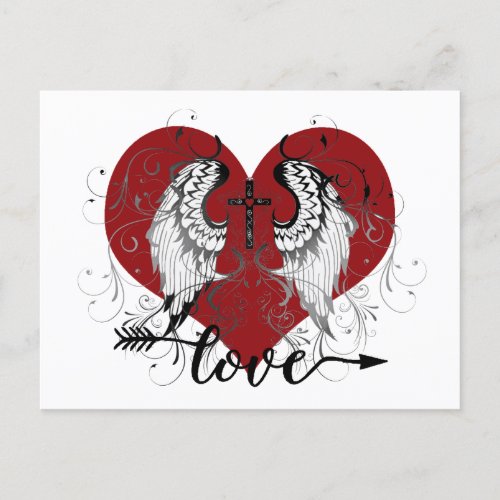 Love heart and  cross valentine postcard