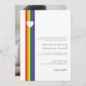 Love Heart And Rainbow Gay Wedding Invitation by Ricaso_Wedding at Zazzle