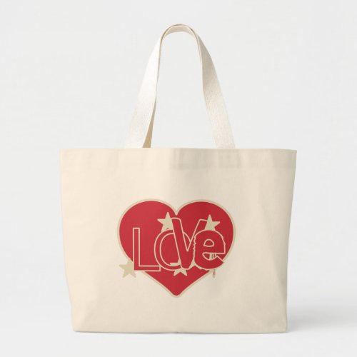 Love Heart and Stars Large Tote Bag