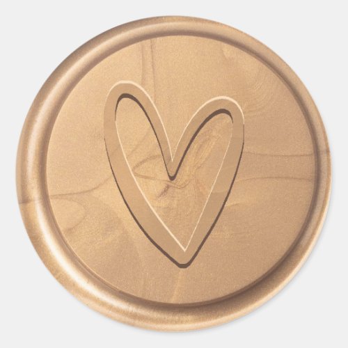 Love Heart Antique Gold Wax Seal Sticker