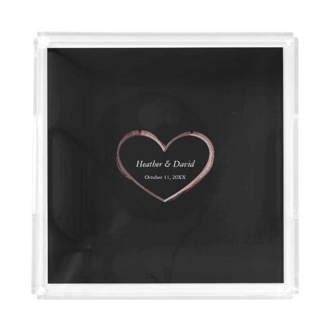 Love Heart Attractive Charming Wedding Acrylic Tray (Front)