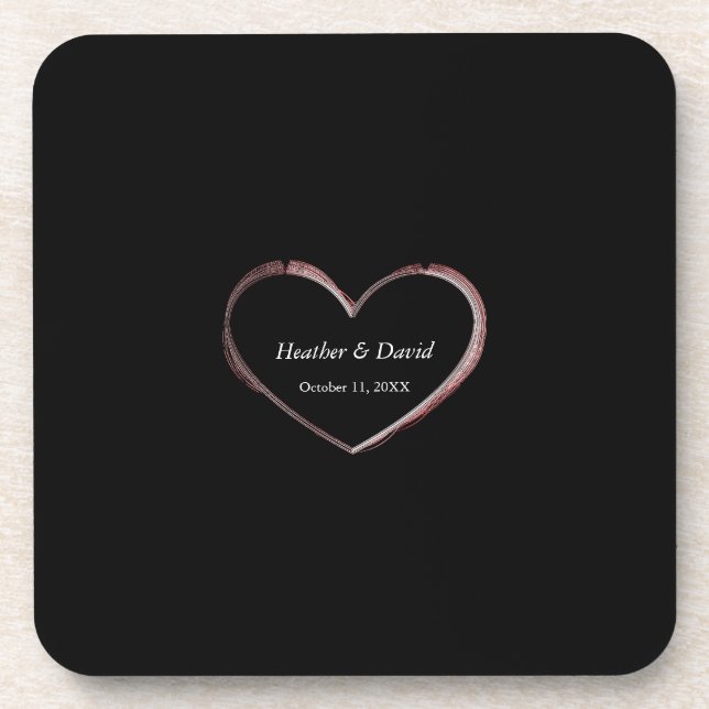 Love Heart Attractive Charming Wedding Beverage Coaster (Front)