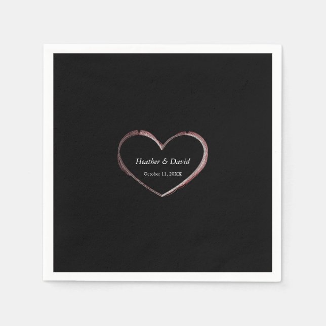 Love Heart Attractive Charming Wedding Napkins (Front)