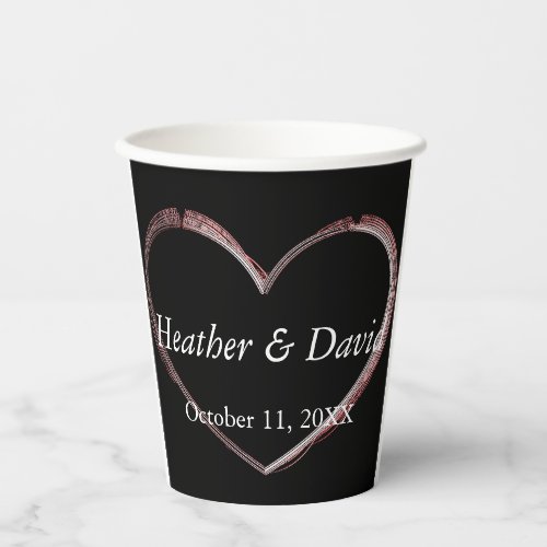 Love Heart Attractive Charming Wedding Paper Cups