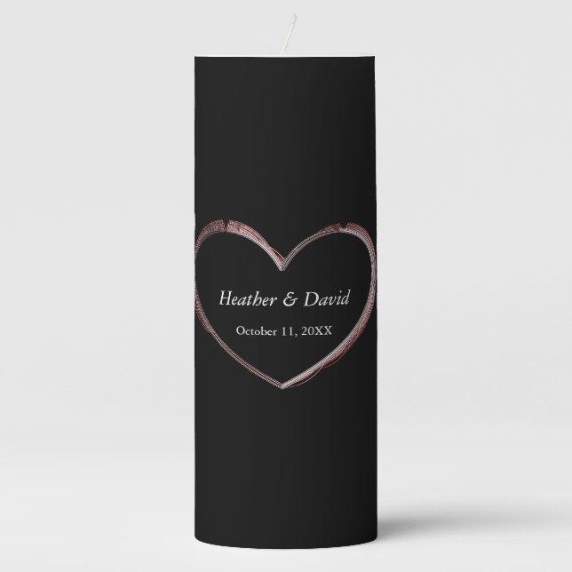 Love Heart Attractive Charming Wedding Pillar Candle (Front)