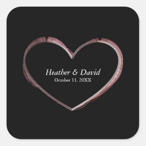 Love Heart Attractive Charming Wedding Square Sticker
