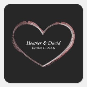 Love Heart Attractive Charming Wedding Square Sticker