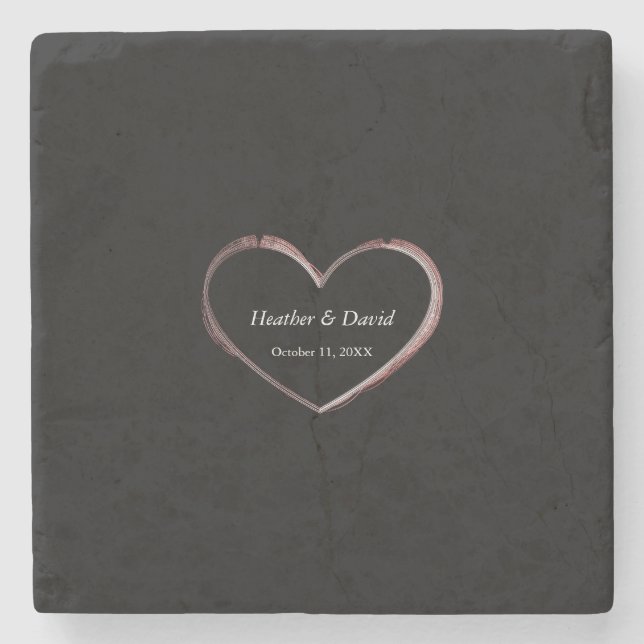 Love Heart Attractive Charming Wedding Stone Coaster (Front)