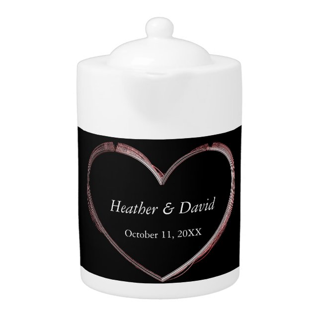 Love Heart Attractive Charming Wedding Teapot (Front)