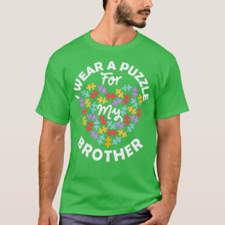 Love Heart Autism Awareness I Wear A Puzzle Brothe T-Shirt