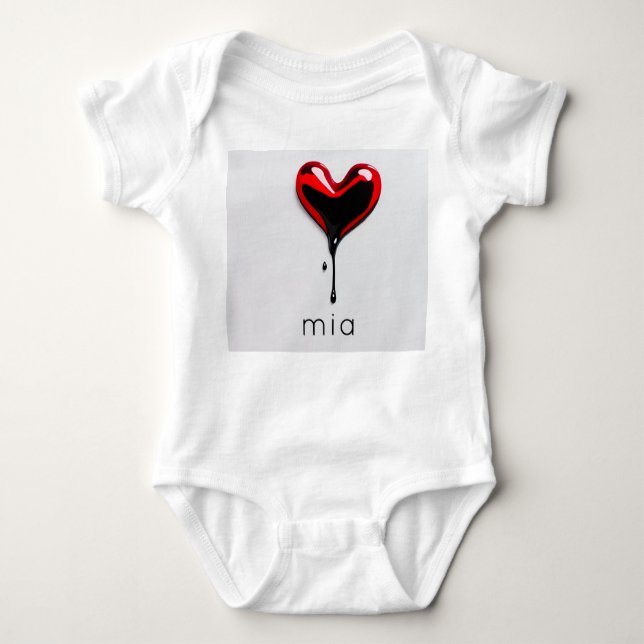 Love Heart Baby gift – Custom Name Minimal  Baby Bodysuit (Front)