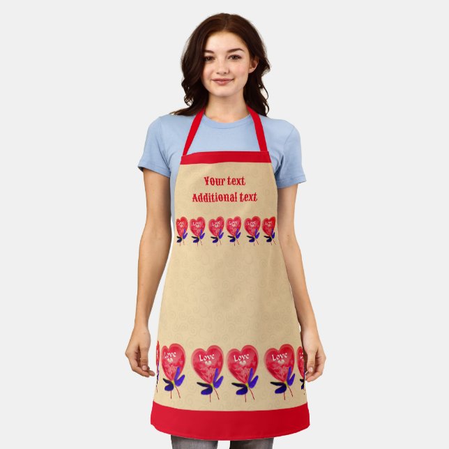 Love Heart Balloon Dragonfly Personalized Apron (Worn)