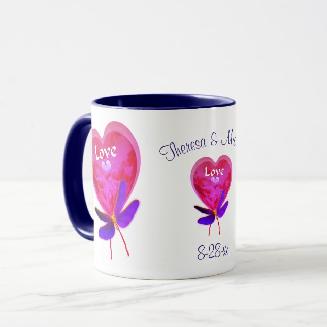 Love Heart Balloon Personalized Wedding  Mug (Front Left)