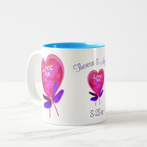 Love Heart Balloon Personalized Wedding  Two_Tone Coffee Mug
