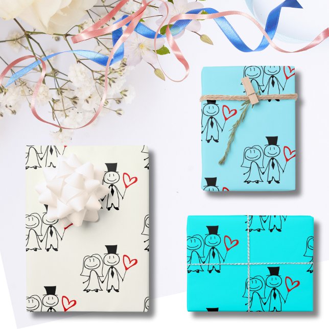 Love Heart Balloon Wedding Wrapping Paper Sheets (Creator Uploaded)
