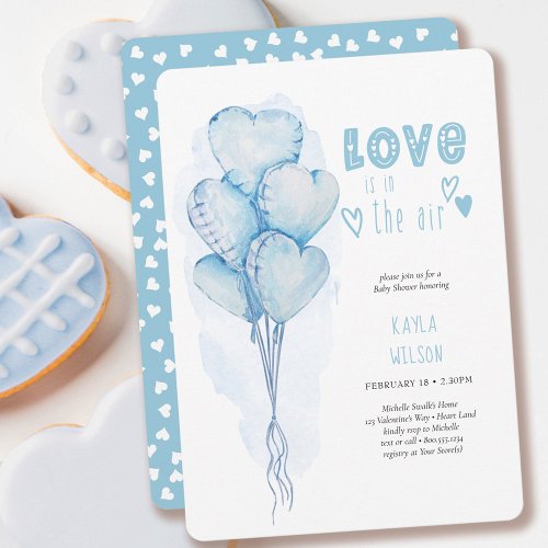 Love Heart Balloons Watercolor Baby Shower Invitation