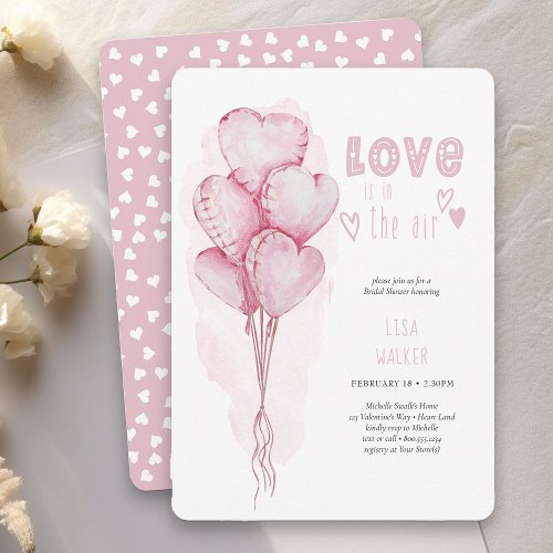 Love Heart Balloons Watercolor Bridal Shower Invitation