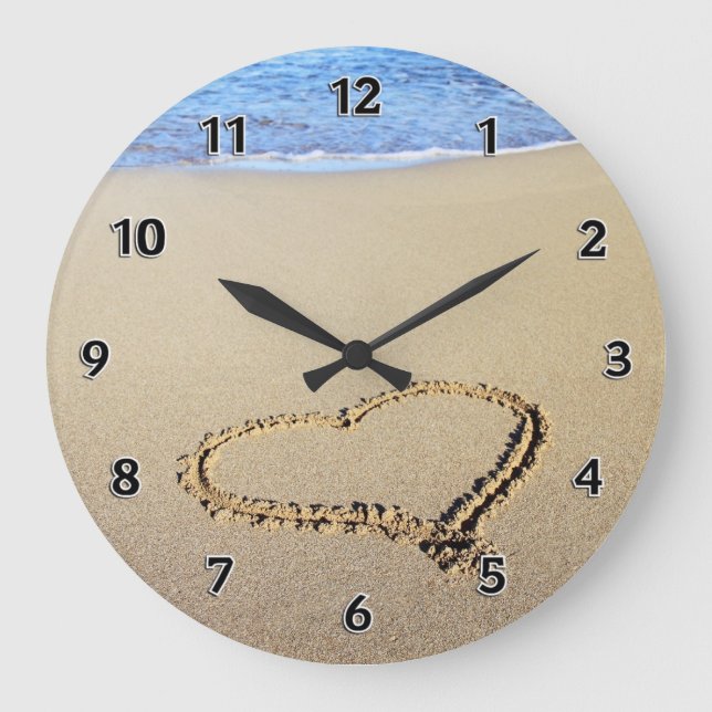 Love Heart Beach Large Clock (Front)