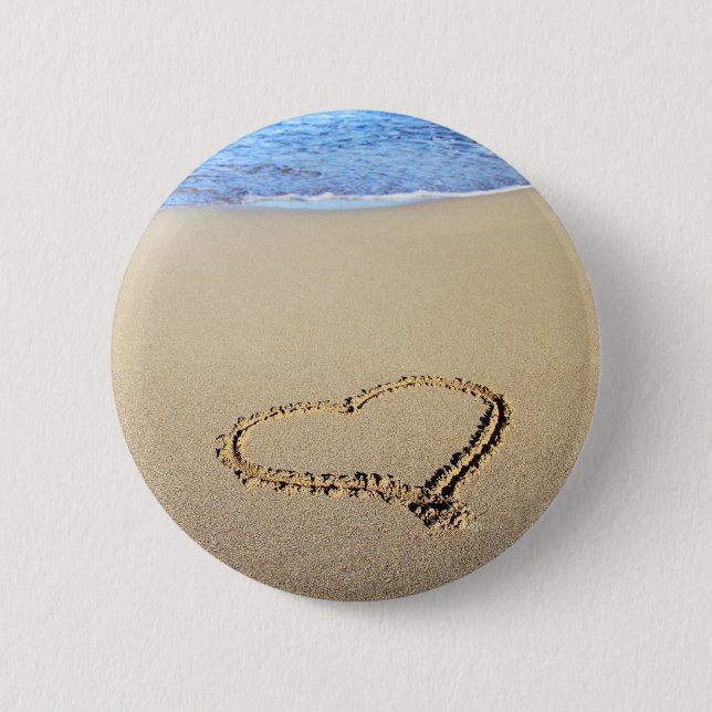 Love Heart Beach Pinback Button (Front)
