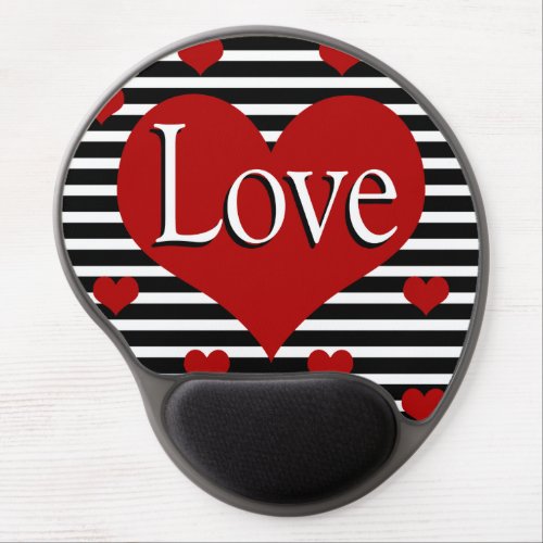 Love Heart Black and White Gel Mousepad