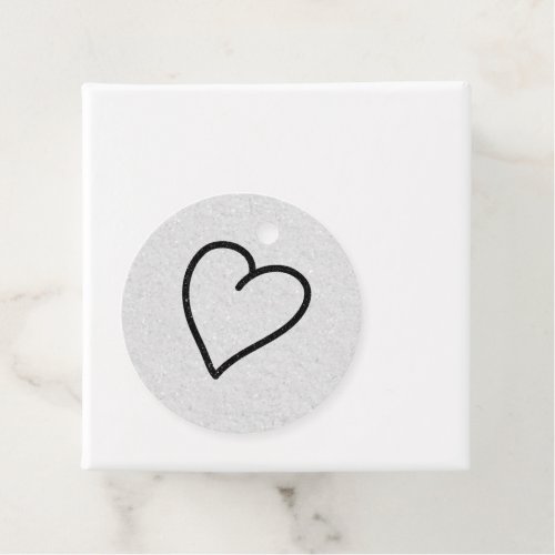 Love Heart Black Glitter Valentines Favor Tags