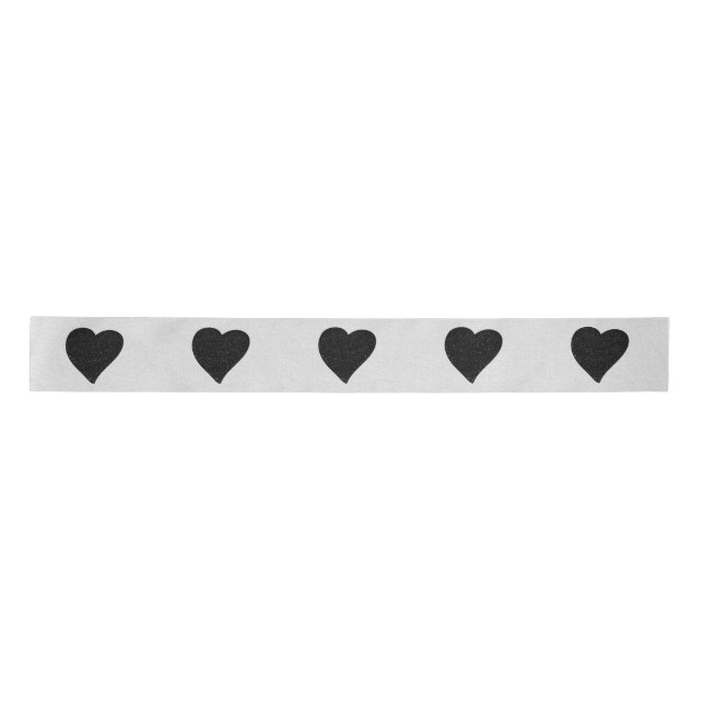 Love Heart Black Glitter Valentine's Satin Ribbon (Front)