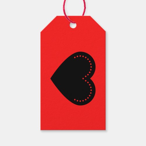 Love Heart Black Valentines Gift Tags