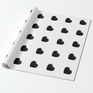 Love Heart Black Valentine's Wrapping Paper