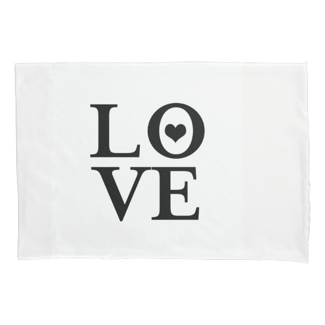 Love Heart Black & White Modern Chic Pillowcase (Front)