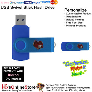 Love Heart Blue USB Home Office School Business Flash Drive